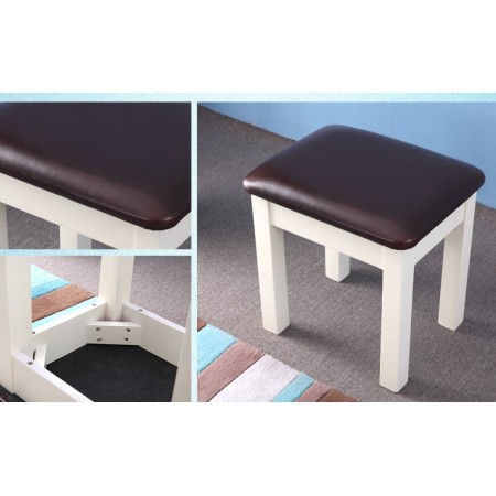 Oak04 : Ghế Đôn Gỗ Sồi Mặt Nệm - Da Pu Đen